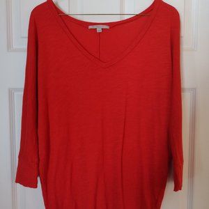 Bright Coral Red Orange 3/4 Sleeve Top from Gap
